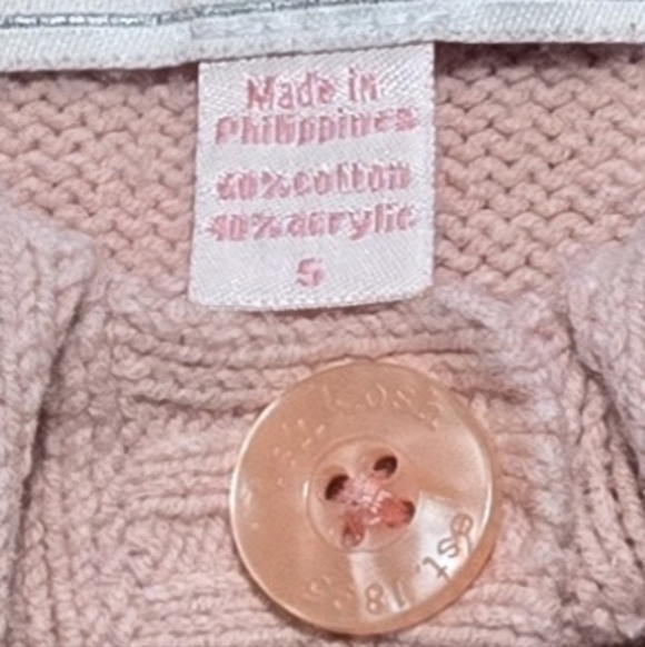 OshKosh B'gosh Peach Colored Knit Cardigan Sweater Girls Size 5 - Picture 4 of 7